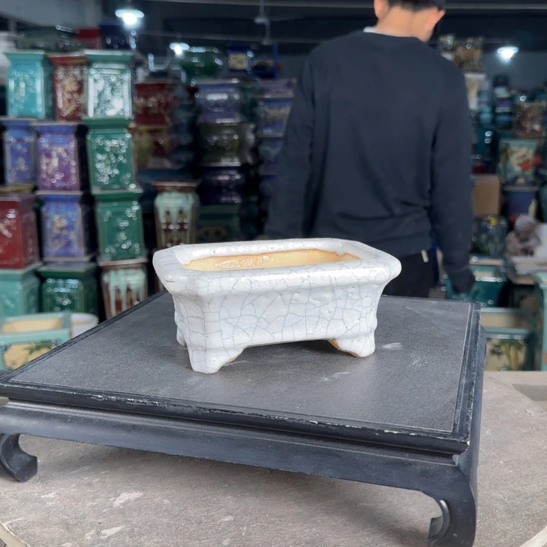 一风堂石湾花盆。釉裂 瑕疵