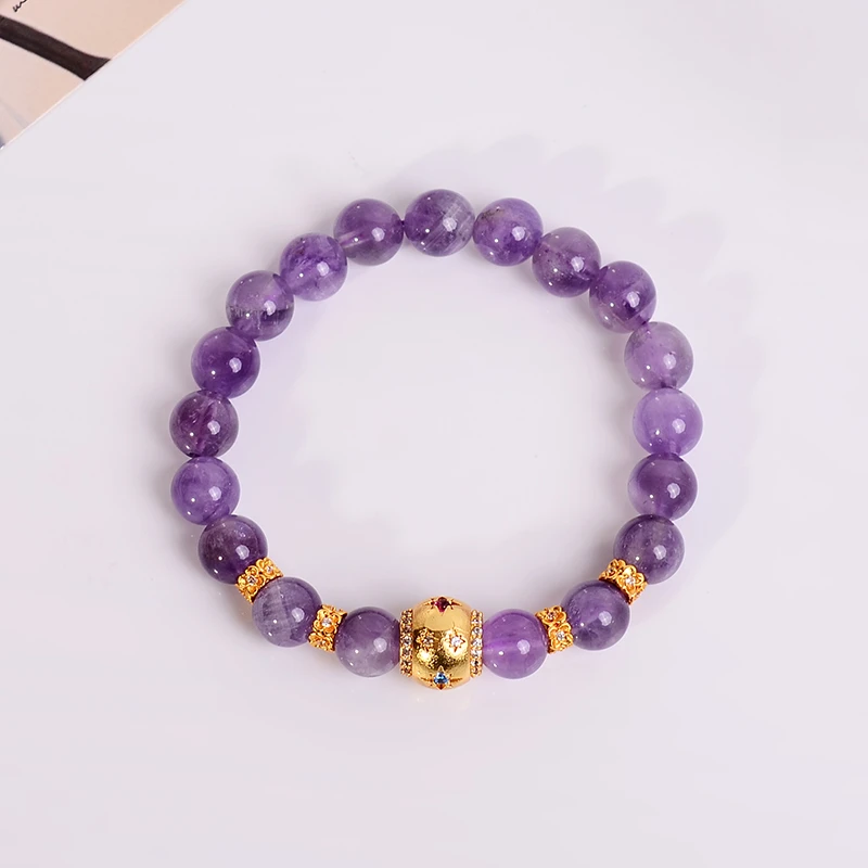 铜合金手链 新中式紫色手串百搭路路通手链女轻奢设计感手饰礼物