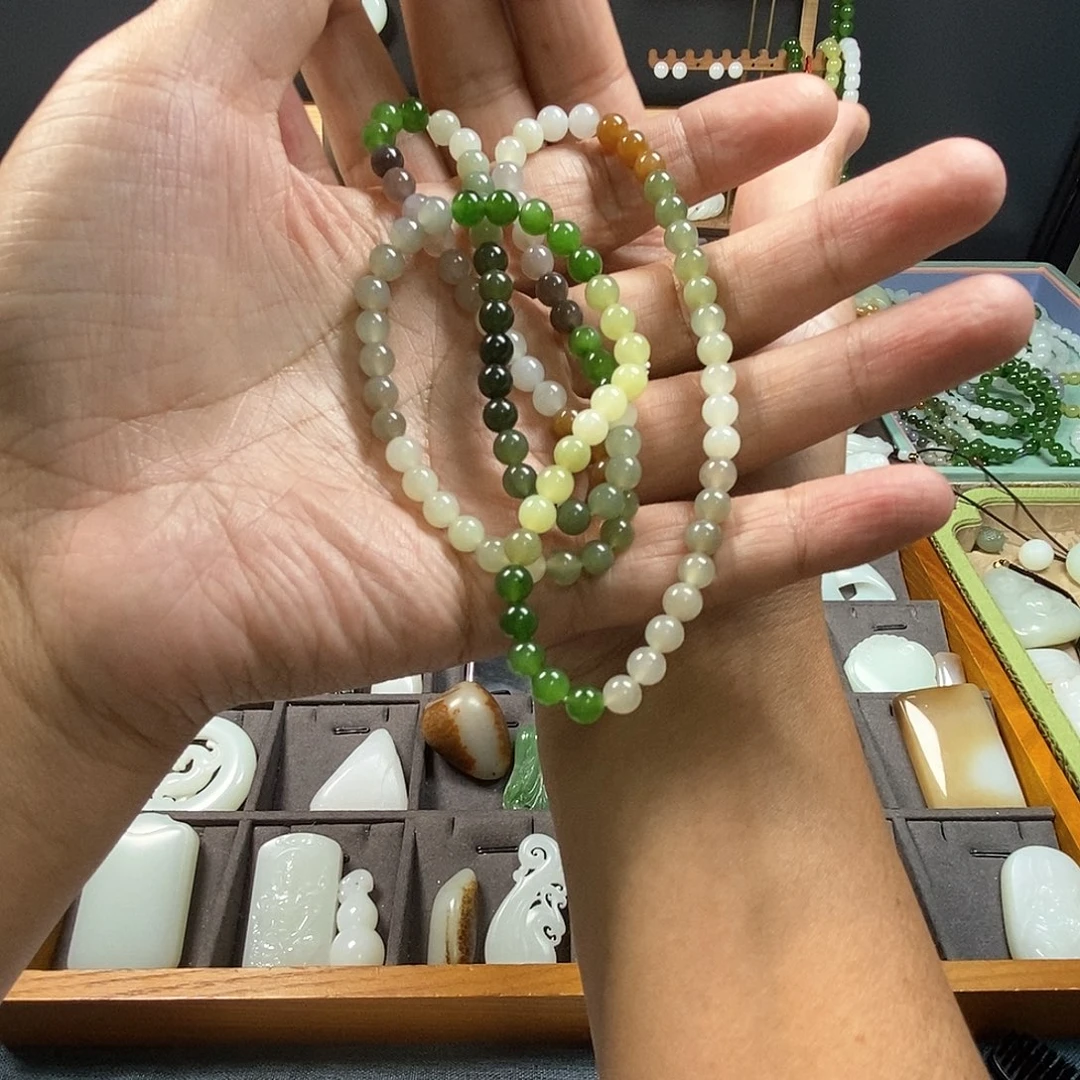 用***2手链未镶嵌和田玉（糖玉）