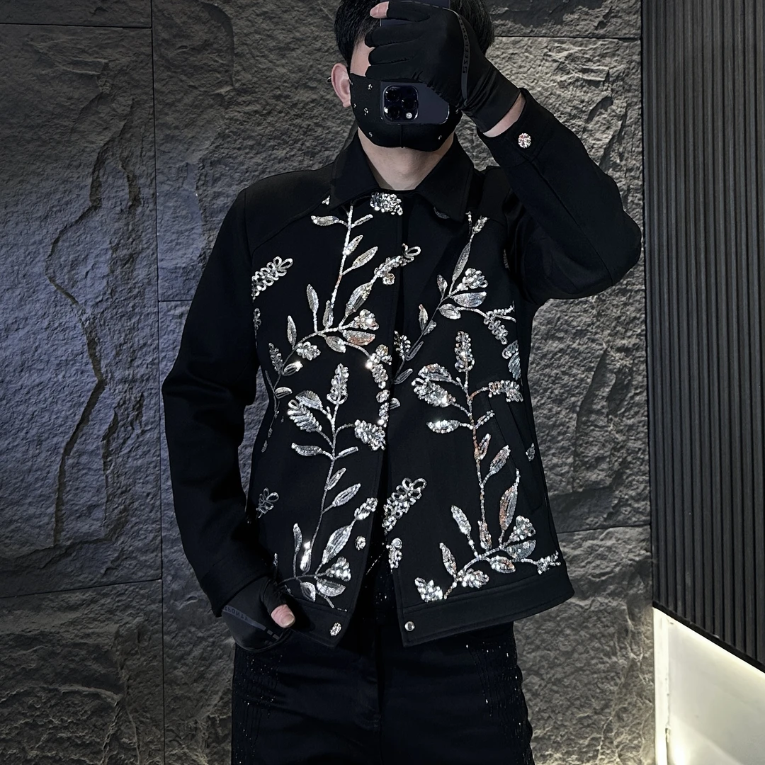 2025新款春秋长袖男士潮流时尚帅气个性绣花外套2508