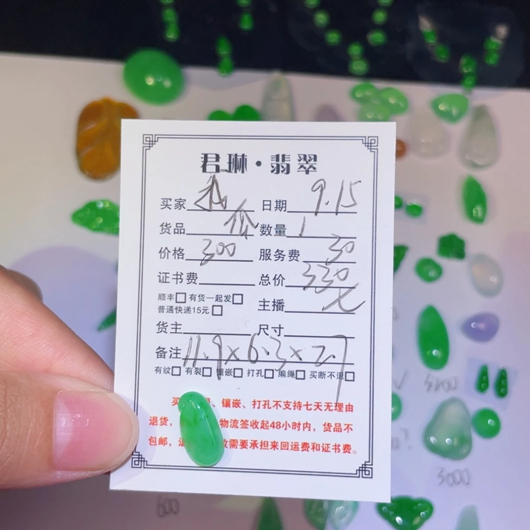 我***K颈饰未镶嵌翡翠裸石