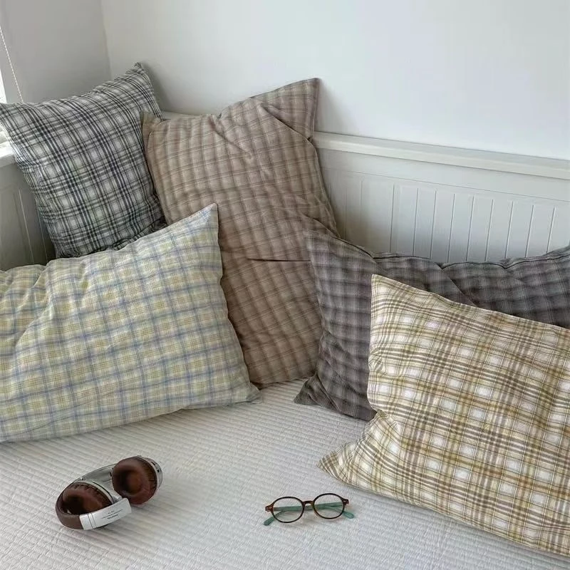 尾单高端色织水洗柔软全棉枕套（2对）