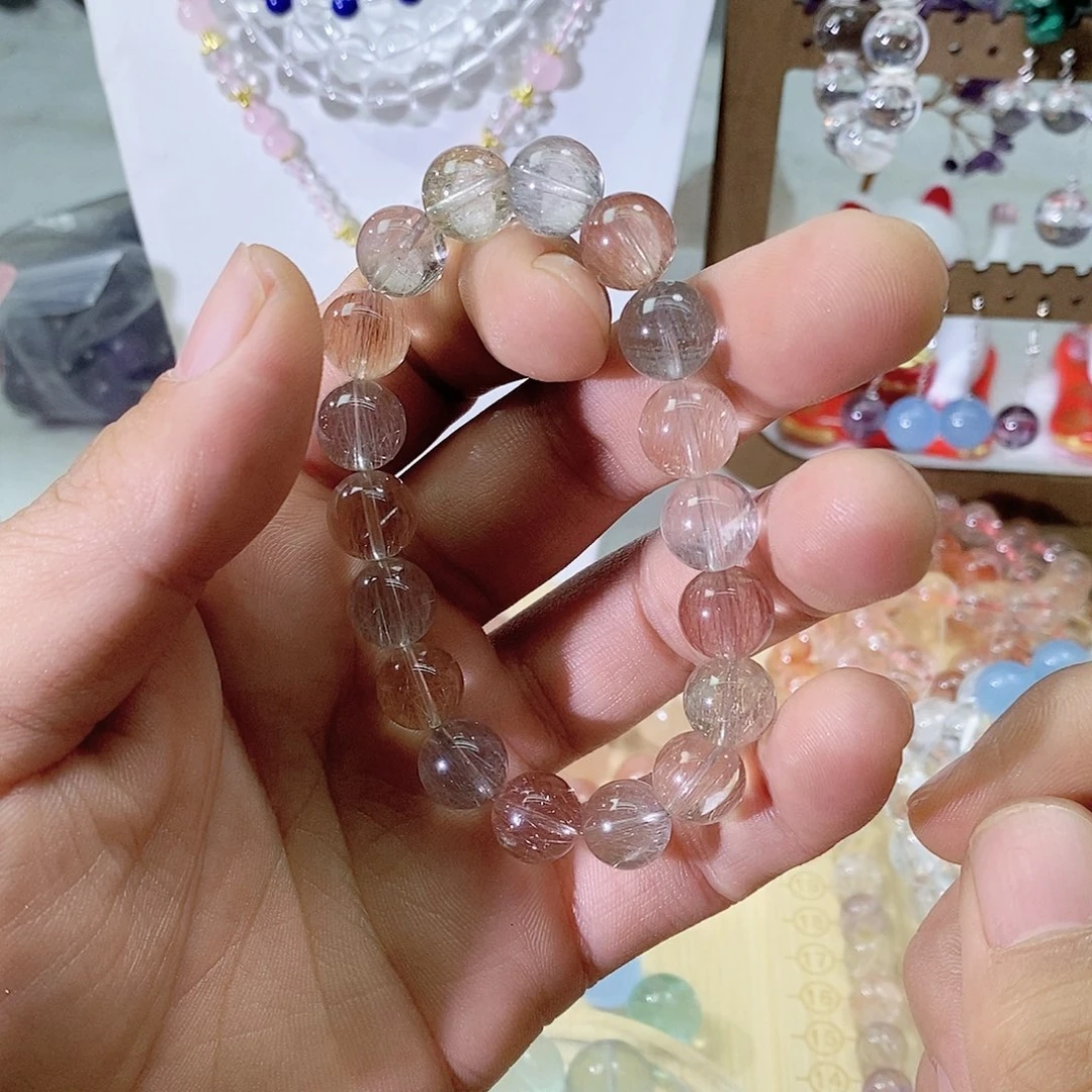 水晶摆件未镶嵌青巴西 透体彩兔毛