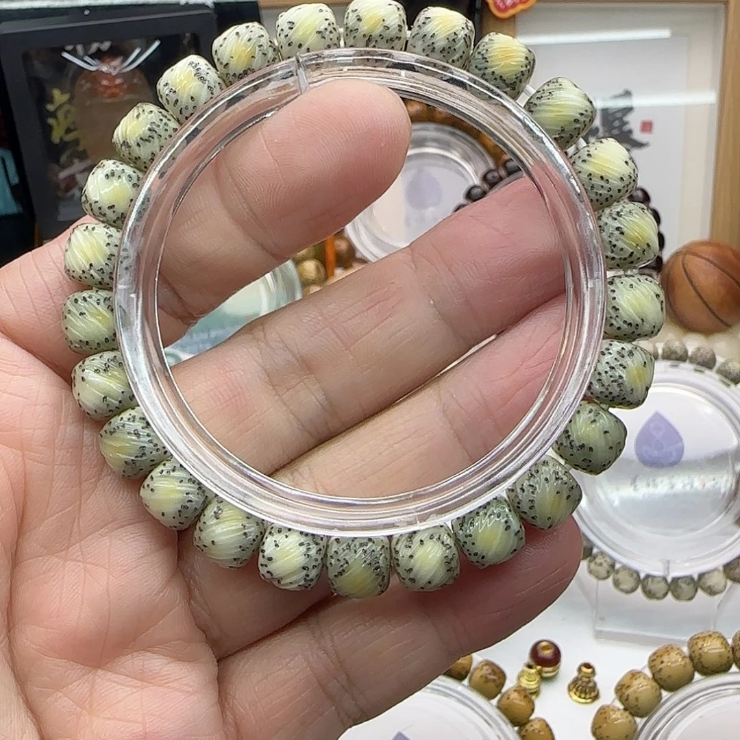 手串星月菩提9*8糯冰一线天留白火烧云拉丝