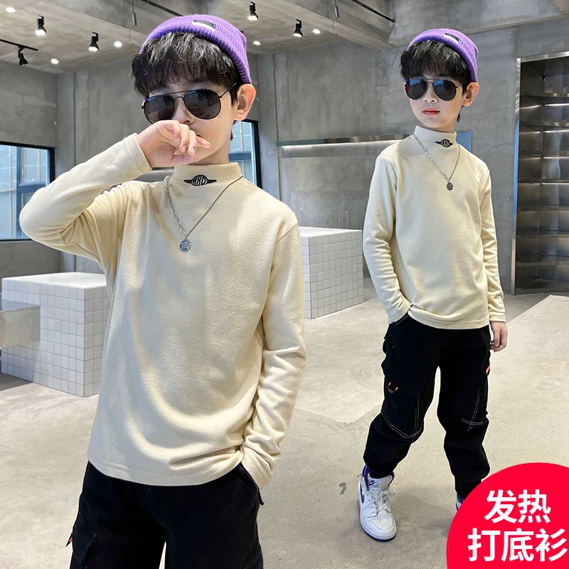 男童加绒打底春秋装新款冬季半高领内搭【BN】 C1160