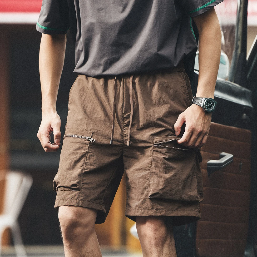 格蓝鹿高端复古山系运动工装短裤男夏季薄款户外运动休闲五分裤子