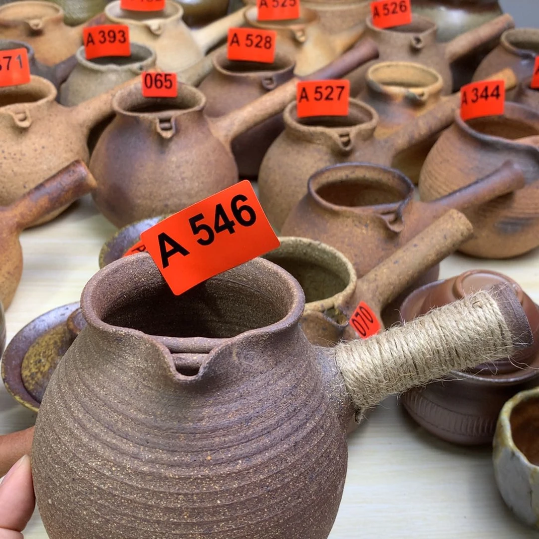 柴烧粗陶烤茶罐一物一拍700毫升左右