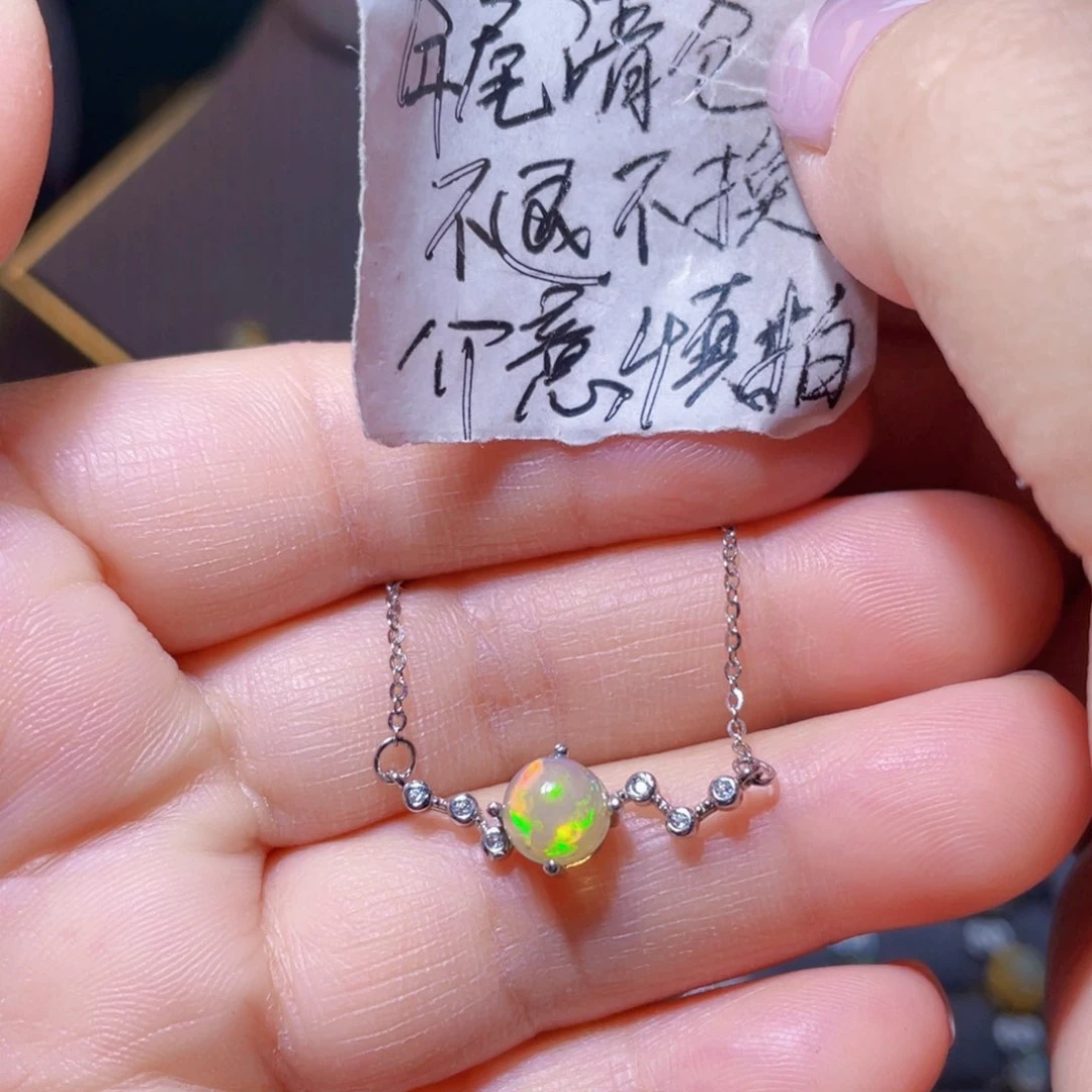 欧泊项链〉银S925镶嵌