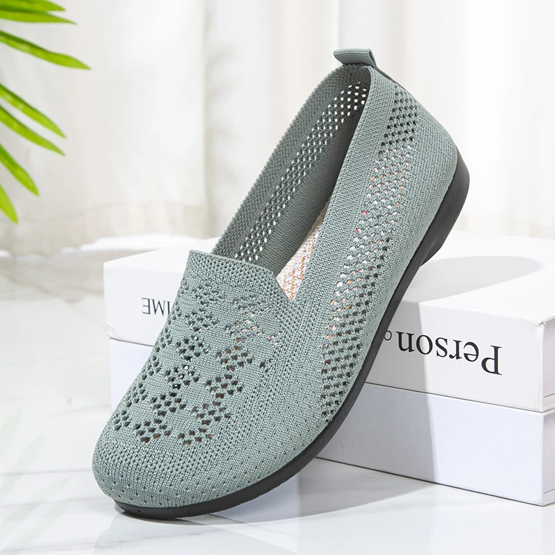 镂空网鞋浅口女休闲布鞋老年人老太太舒适透气薄面软底妈妈鞋