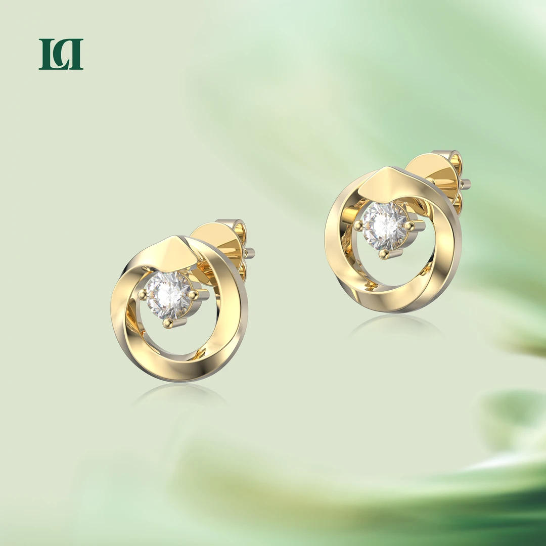 LD 实验室培育钻石东方美学典藏系列金蛇钻缘 简奢款耳钉