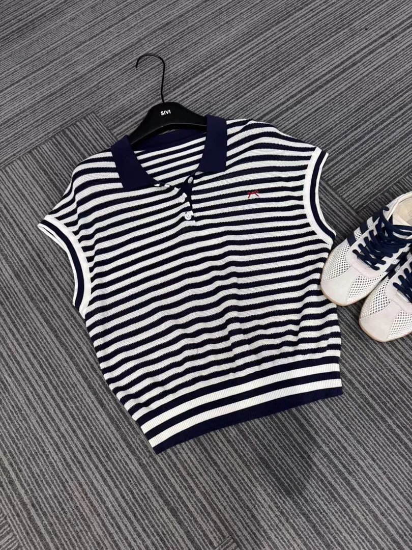 熙薇【简致条纹】2025夏季新款时尚休闲设计师上衣L5062