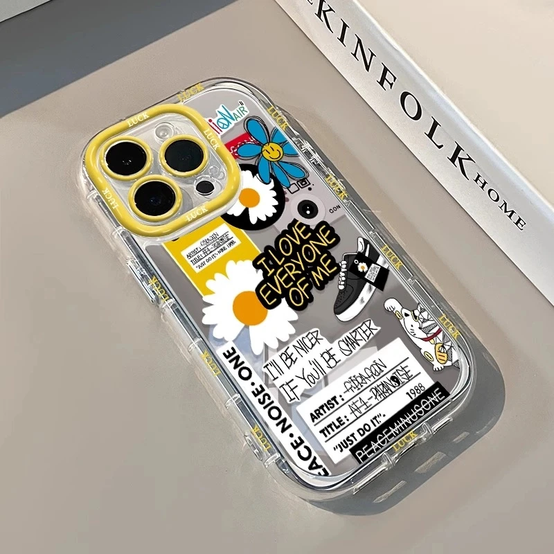 权志龙同款小雏菊适用苹果16镜面手机壳华为创意oppo潮牌小米vivo