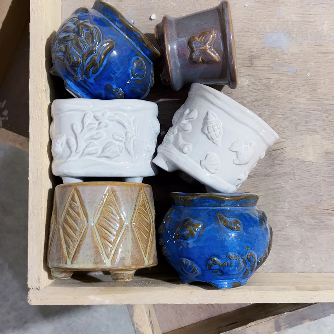 有孔，外贸尾单陶瓷花盆凑单10米包邮