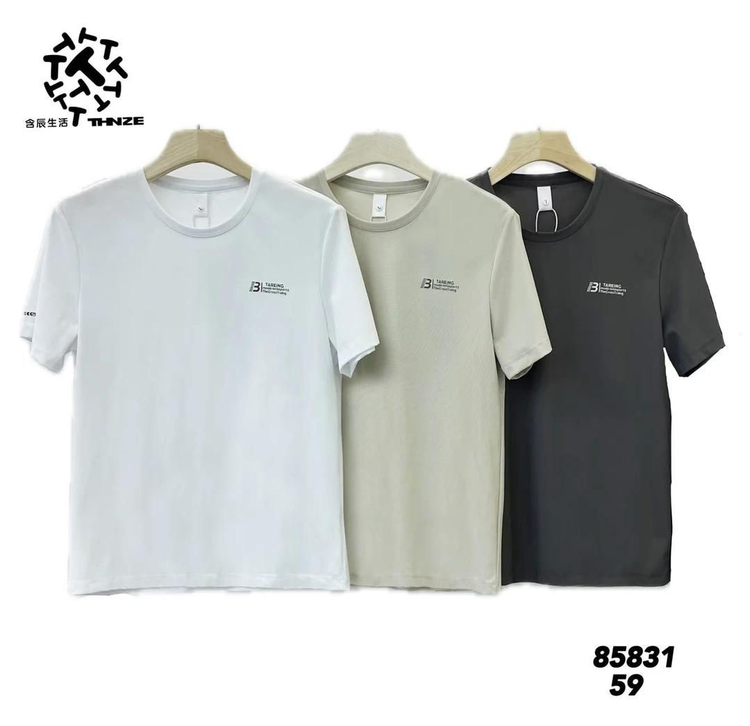 含辰生活2025夏季圆领短袖T恤冰丝速干面料男