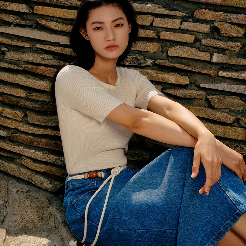 东黎 桑蚕丝山羊绒 岛屿假日-万能公式 U领知性风温柔女装4549