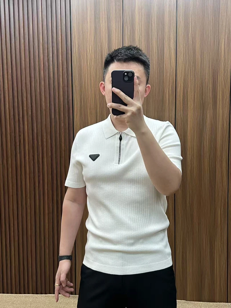 男士新款翻领针织短袖简约百搭
