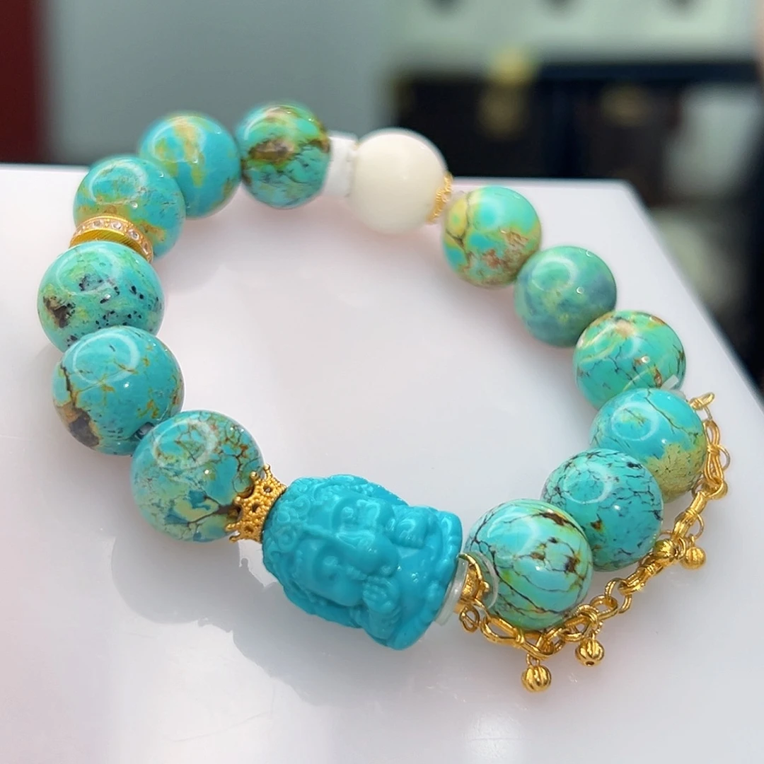 绿松石珠宝奇石18K金镶嵌