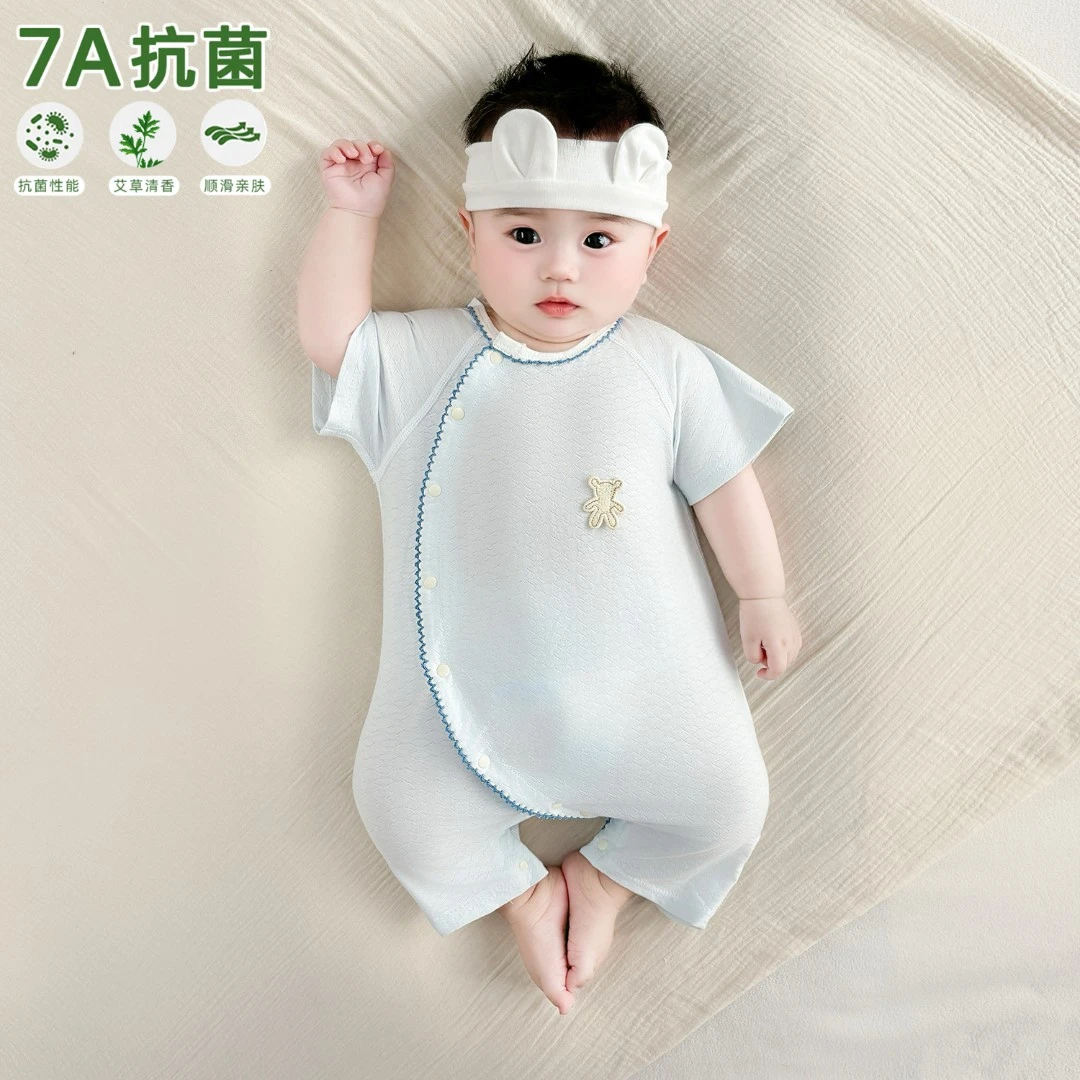 婴儿衣服莫代尔短袖哈衣新生儿男女宝宝空调服幼儿夏季薄款爬爬服