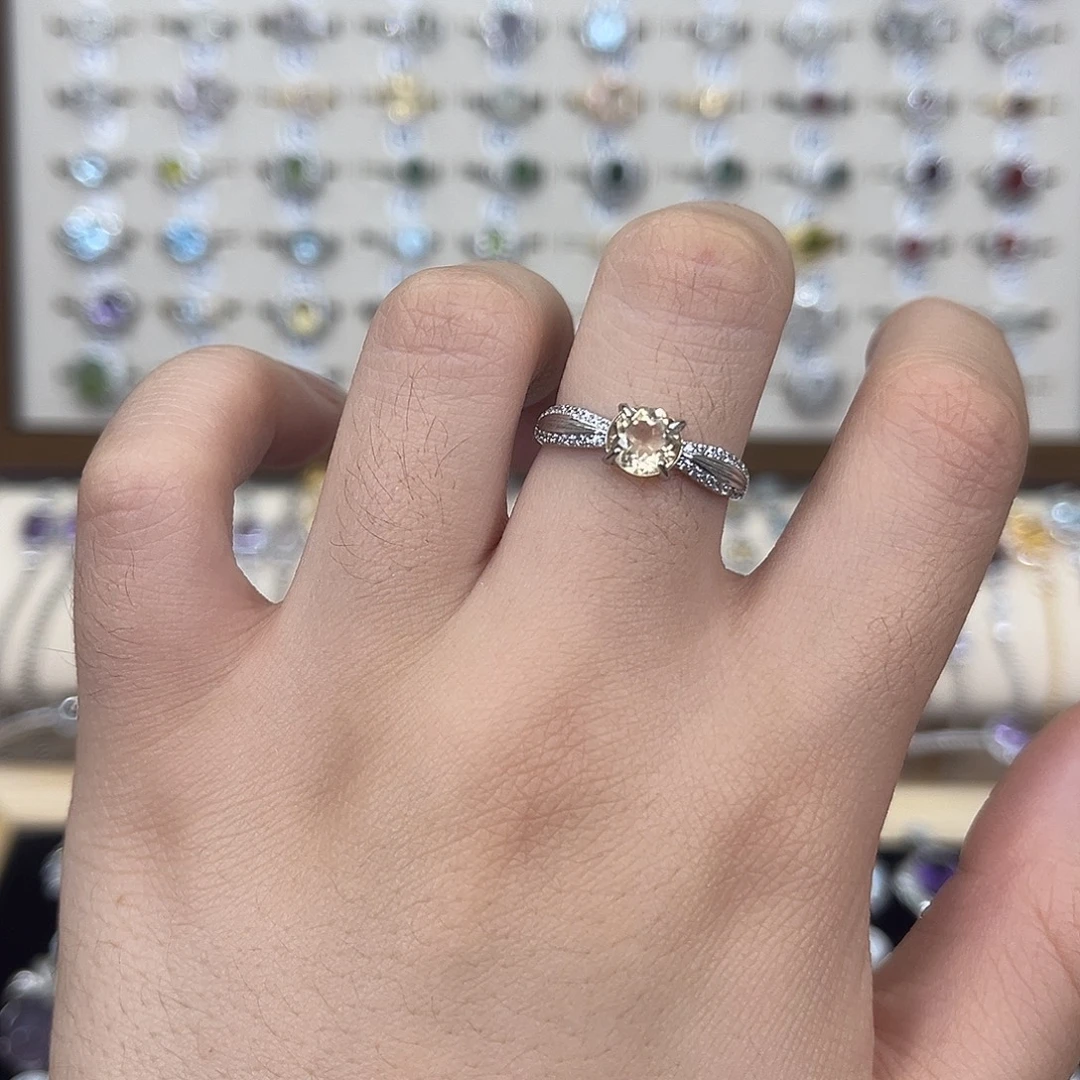 黄晶银S925镶嵌戒指