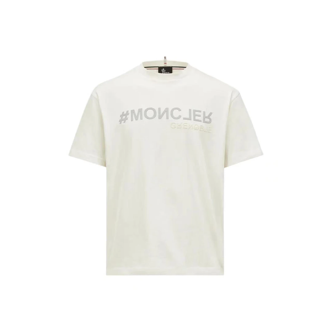 未使用 MONCLER 男士男款白色休闲夏季经典印花圆领T恤短袖