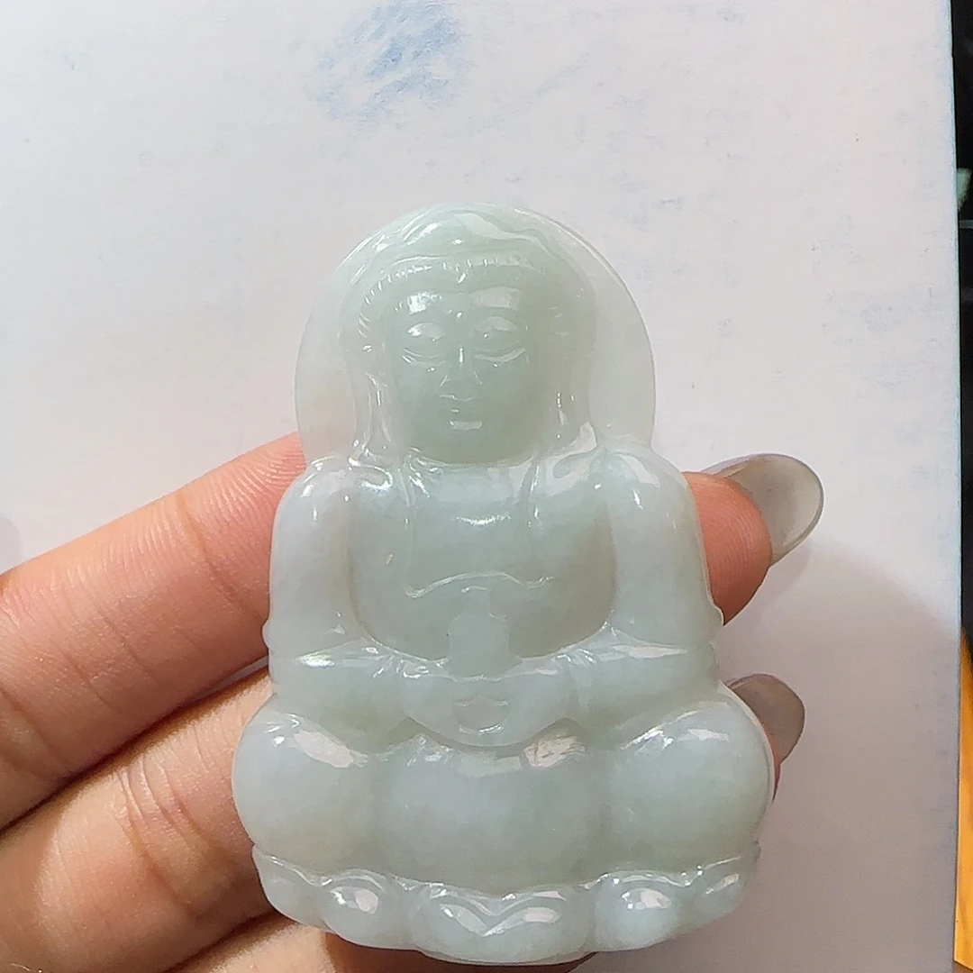翡翠裸石观音吊坠