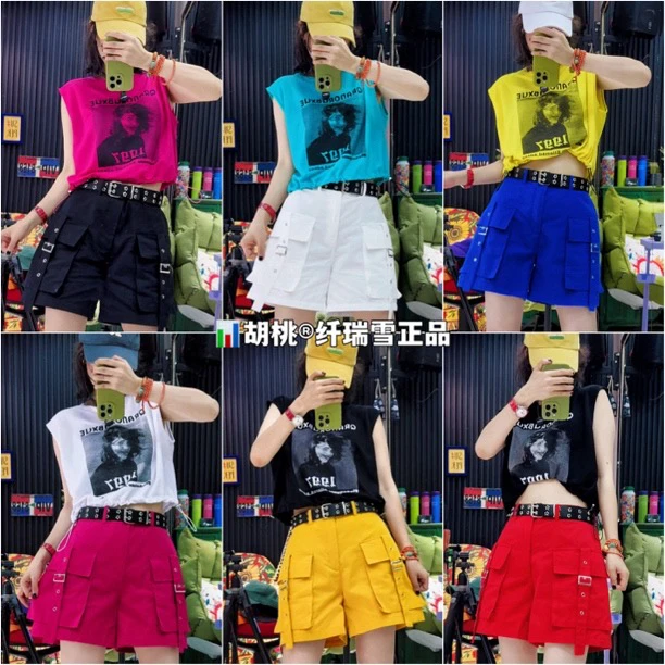 纤瑞雪正品【416高腰显瘦短裤经典款】 洗水棉耐磨耐穿胡桃