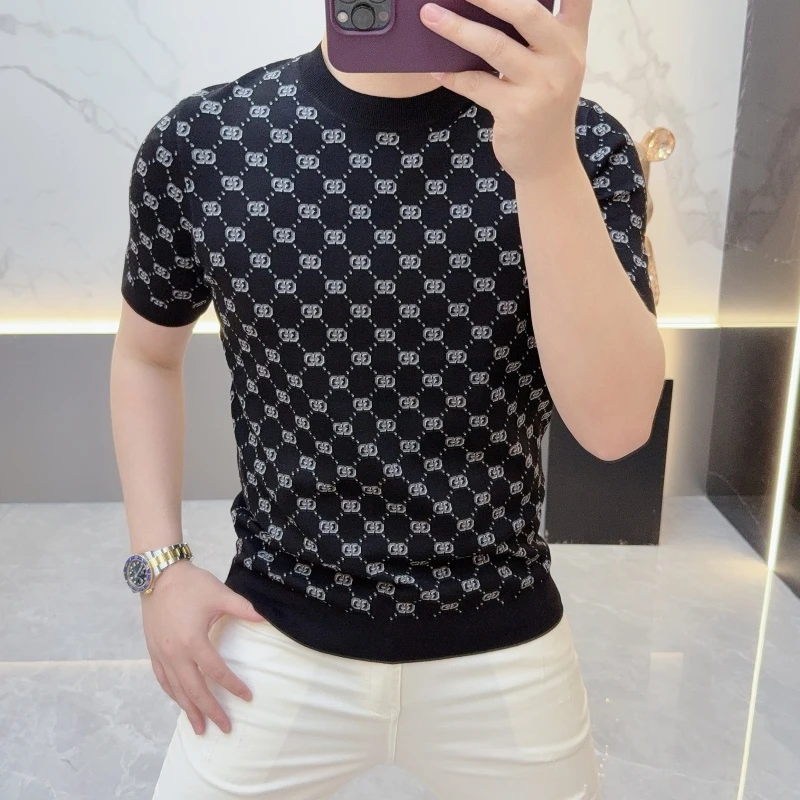 2025秋季新款高端潮牌男士加厚打底半袖经典简约圆领修身短袖帅气