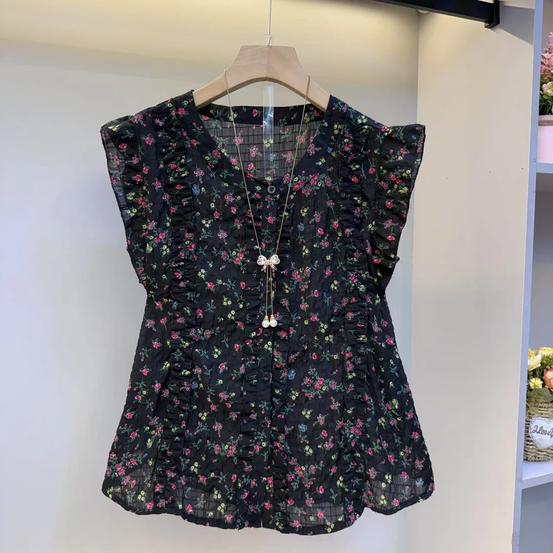 2025年夏季新款遮肉显瘦气质百搭时尚高品质碎花衫