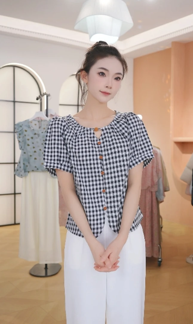 F小个子短袖衬衫夏季新款气质小衫显瘦百搭短款女士上衣