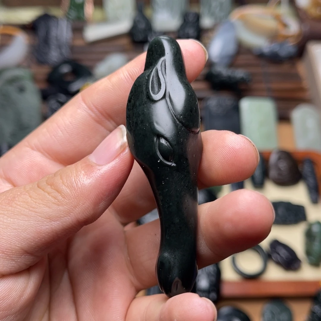 竹***鸟和田玉未镶嵌挂件