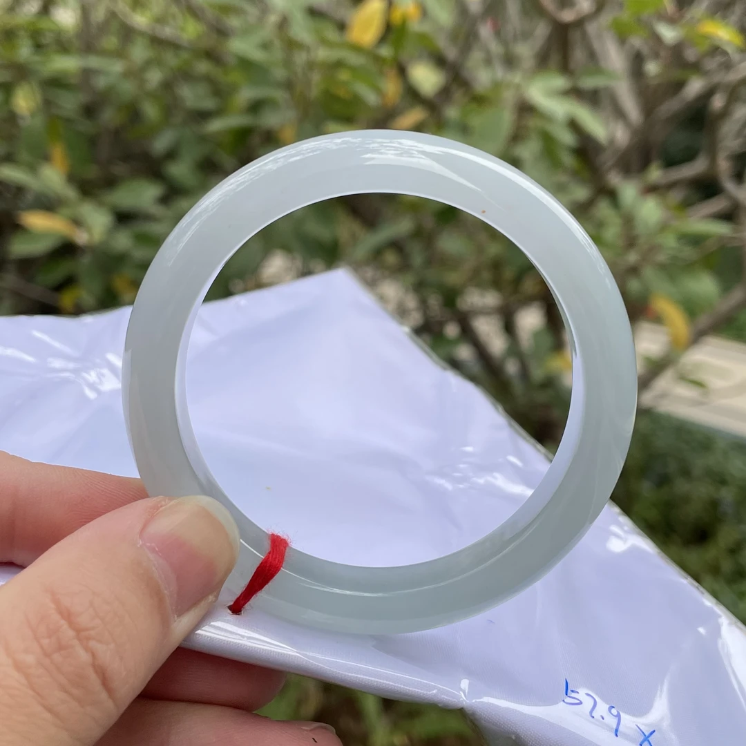 天然翡翠冰胶蓝洒金手镯 五十七点九圈口 正圈