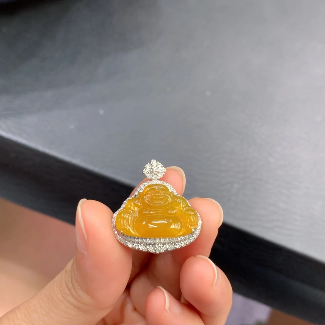 吊坠(不含链)18K金镶嵌翡翠