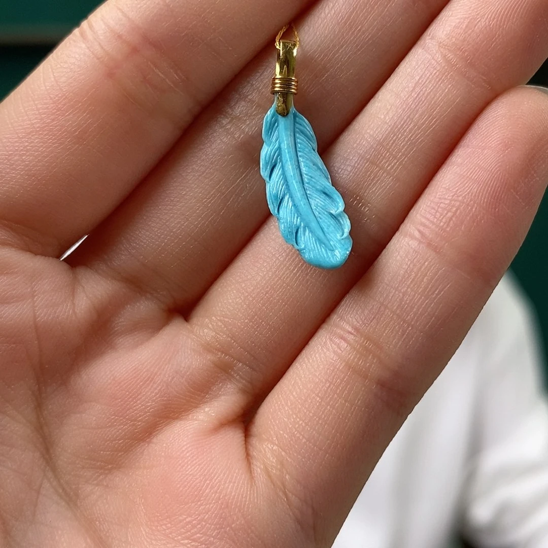 绿松石18K金镶嵌珠宝奇石