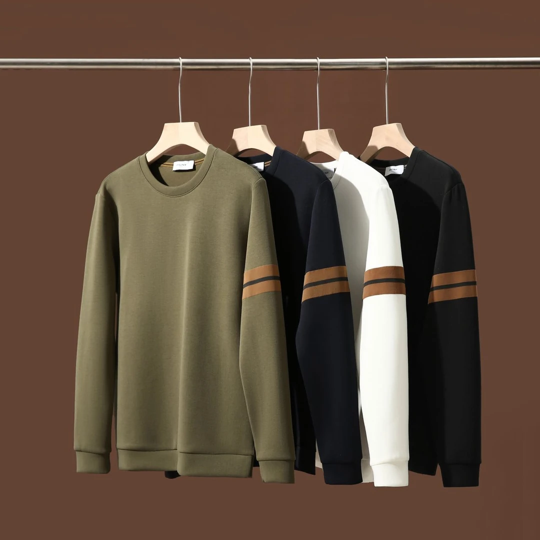 经典老钱风 天丝云感高弹空气层春秋季男女情侣撞色休闲卫衣套头