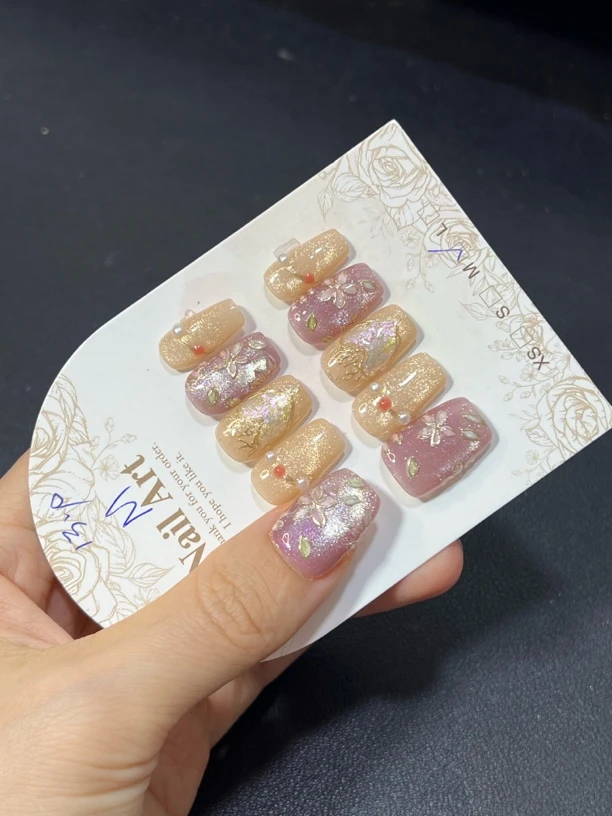 国风手绘美甲猫眼气质美甲纯手工穿戴甲2224