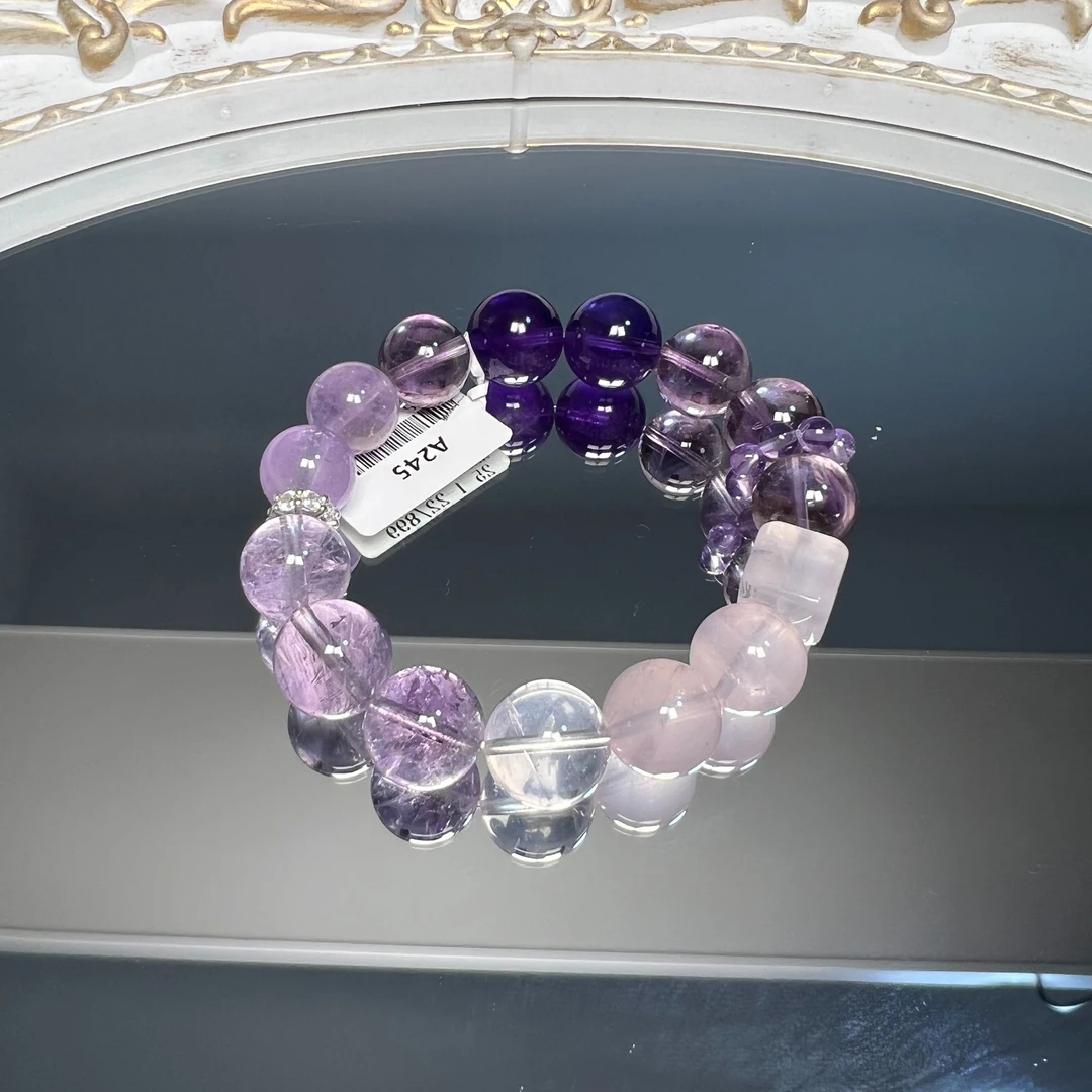【紫定幸福】A245天然紫水晶手串+方糖