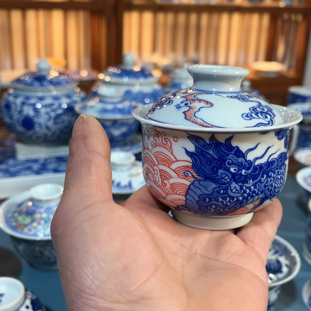 錡镇堂手工手绘绘盖碗