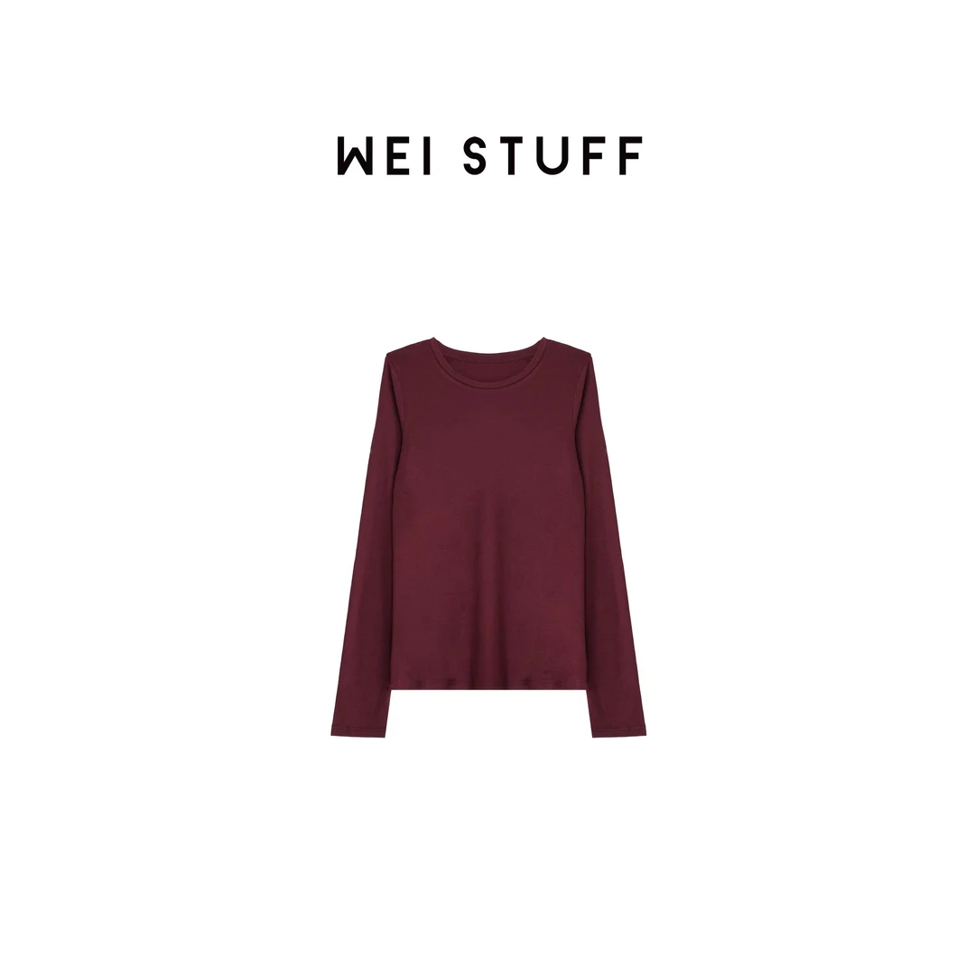 WEI STUFF “亲肤挚爱”圆领四色长袖柔软针织衫打底 6241. S