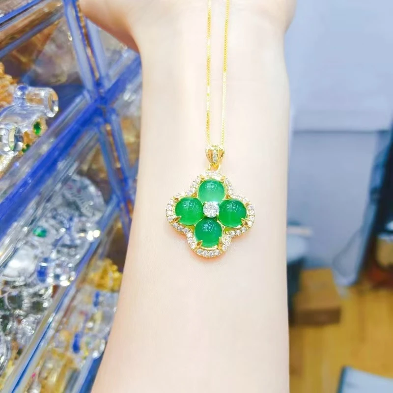 特级5A四叶草玉髓项链Z158