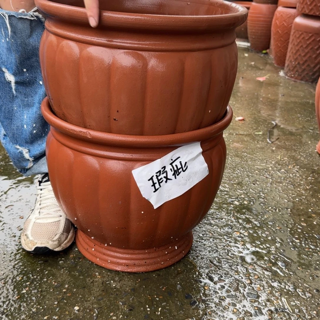 紫砂花盆口35高30宜兴紫砂瑕疵粗糙花泥