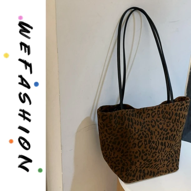 【WE】秋冬豹纹单肩通勤大容量托特包