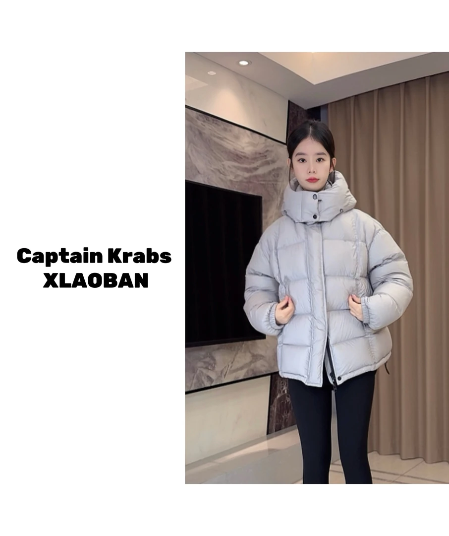 【品质】高端2025女款韩版泡芙白鸭绒羽绒服轻柔抽绳连帽宽松百搭~