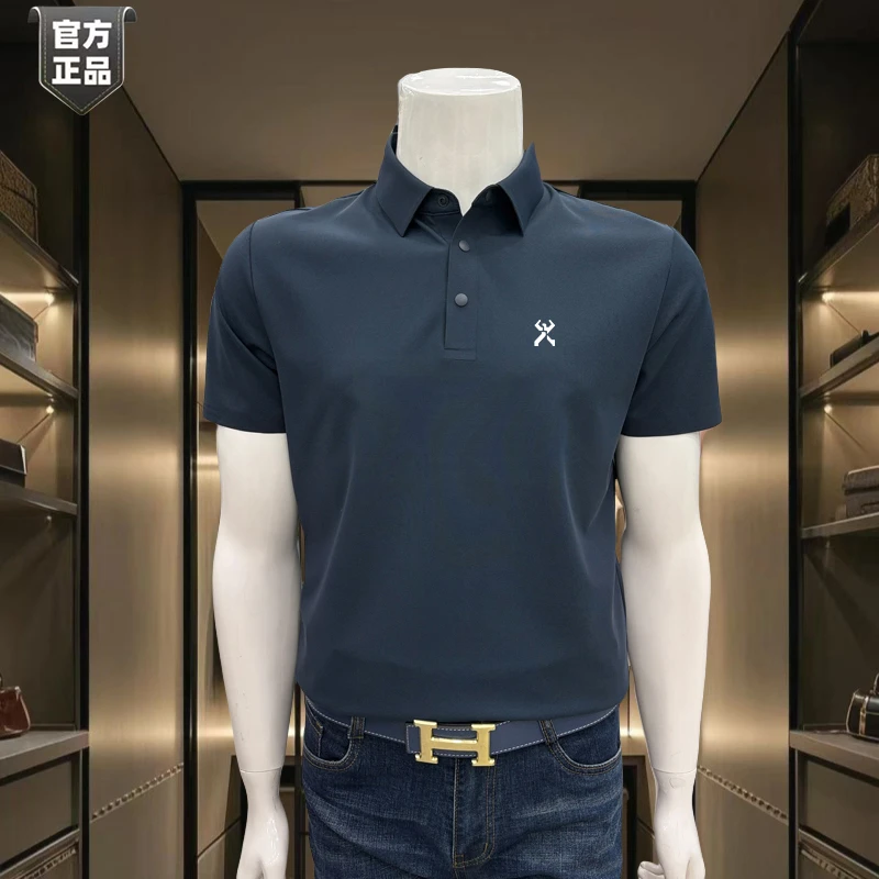 专柜同款男士冰丝短袖POLO衫新款纯色翻领冰感凉爽舒适透气T恤衫