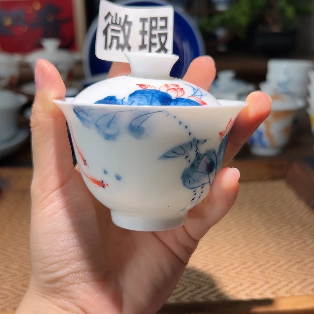 【闪购商品】北*南微瑕 手绘 盖碗