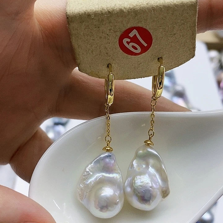 银S925镶嵌淡水珍珠耳饰