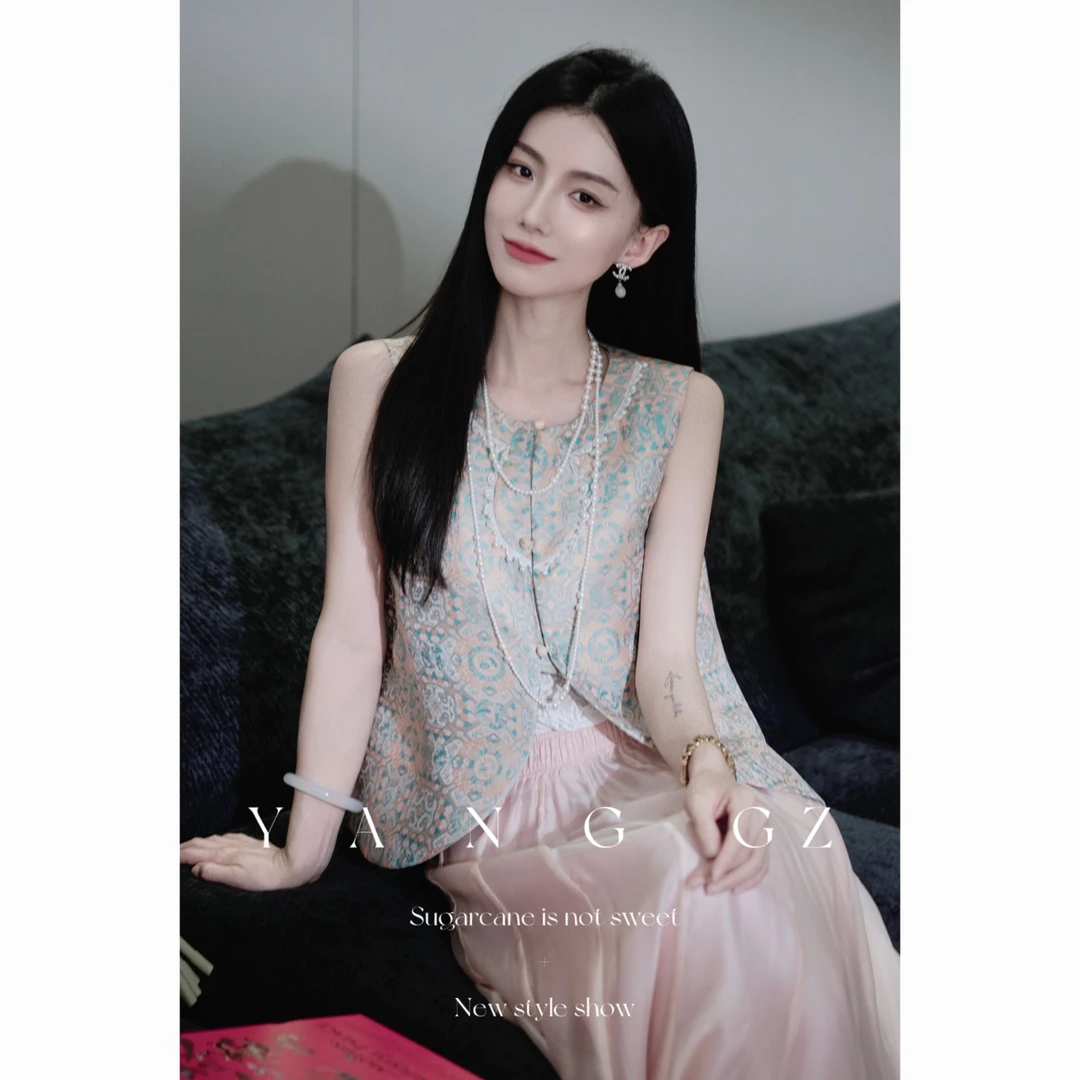 YANG GZ【祥瑞八宝】新中式八宝祥纹圆领马甲女 GZ5152DR654010