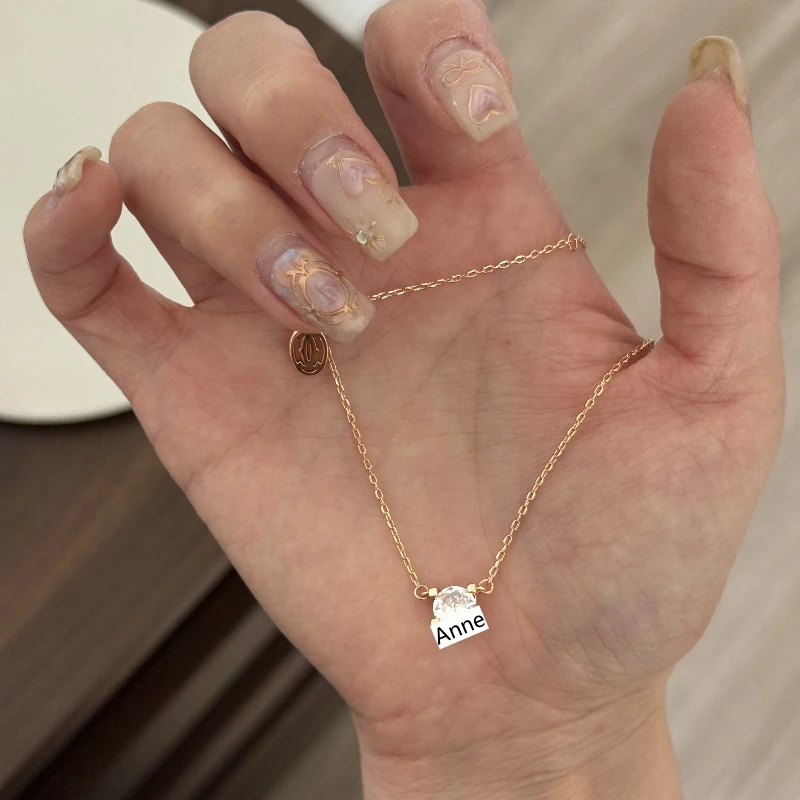 铜合金项链 玫瑰金色牛头四爪闪耀单锆气质项链【X726】