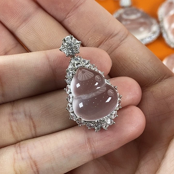 石英质玉银S925镶嵌颈饰