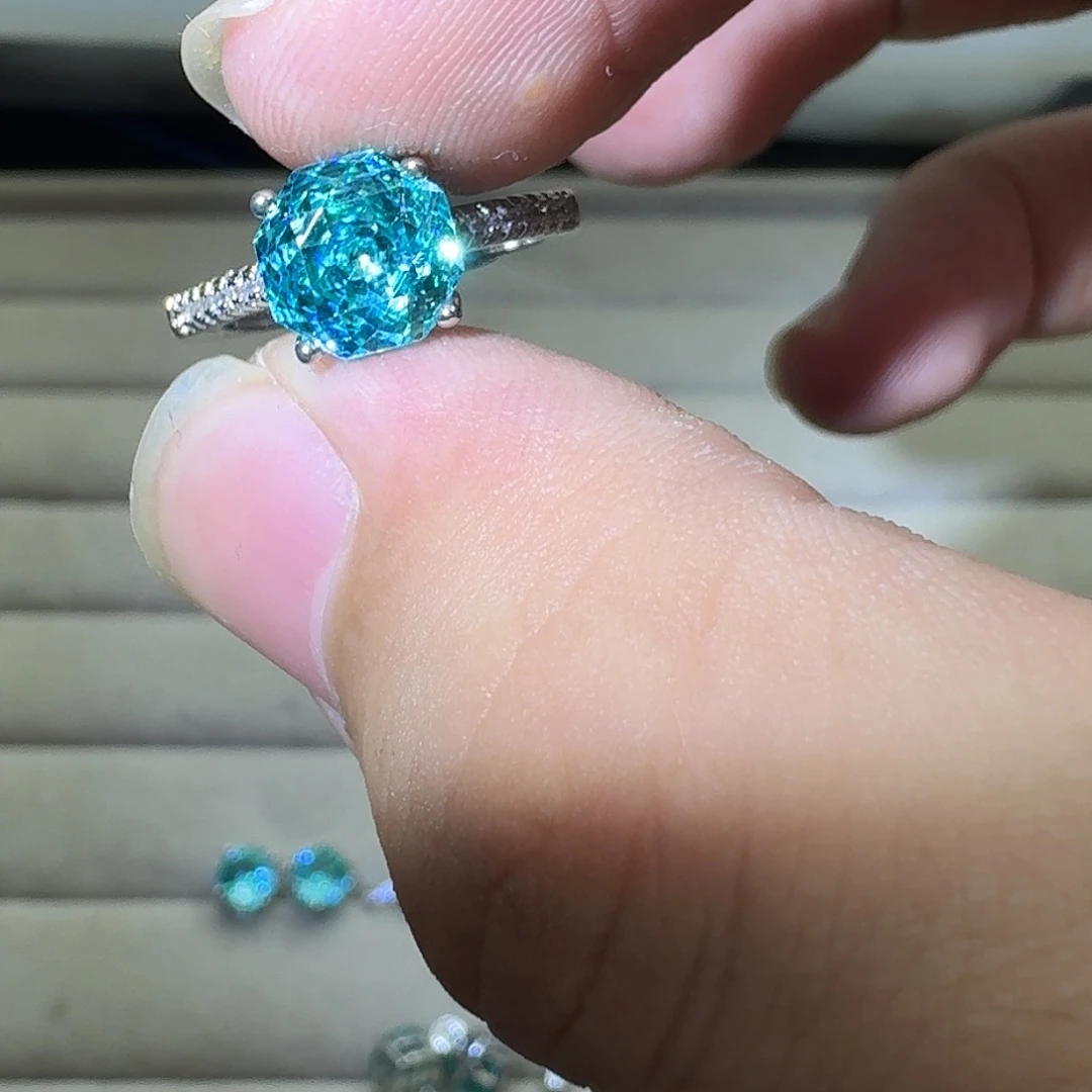 银S925镶嵌戒指水晶