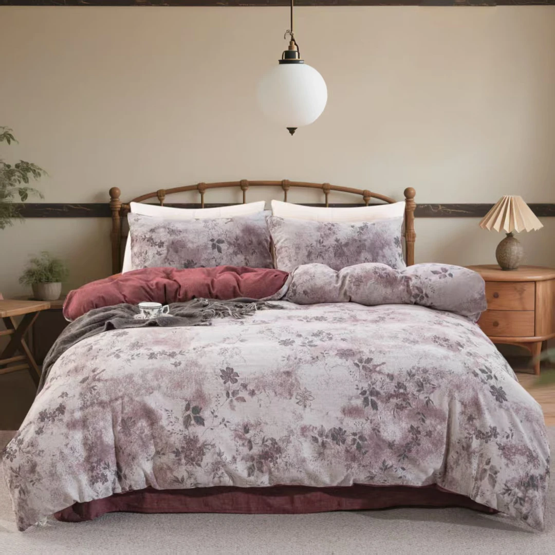 【北奈かわ会社】200*230cm高端 轻奢 雨露麻 骆马绒纤维  花前月下紫